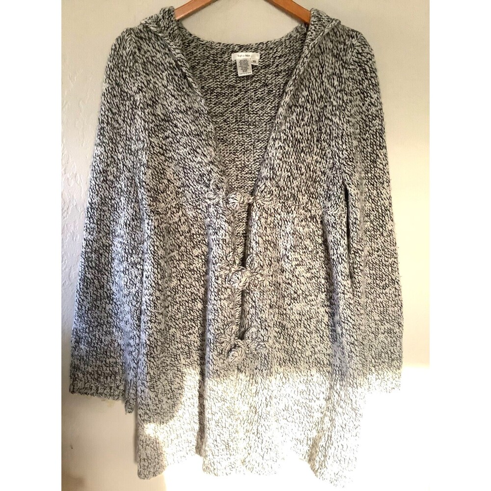 Sophie Max Women's Hooded Cardigan Wool Blend Sweater XS Cottagecore Cozy Vibes